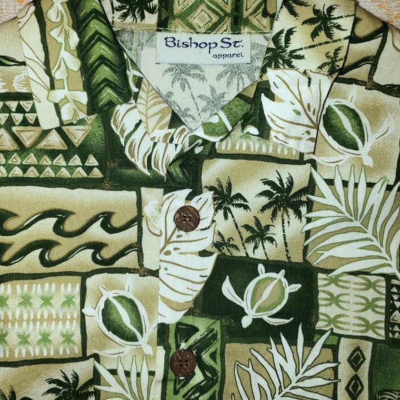 NWOT 100% cotton Green turtle tropical shirt 7 - Picture 3 of 4